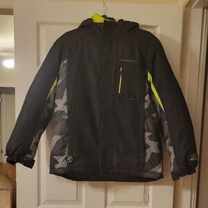 ZeroXposur Kids' Black and Gray Puffer Jacket with Neon Accents